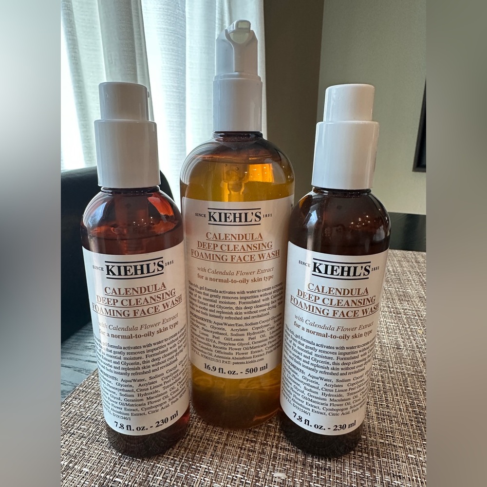 Kiehl's Calendula Deep Cleansing Foaming Face Wash 16.9 fl oz and (2) 7.8 fl oz